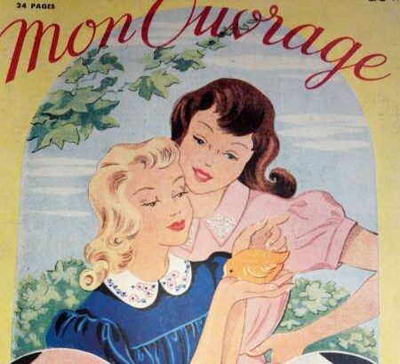 Revue Vintage « Mon ouvrage » Août 1950 en intégralité, avec patron couture, tricot, crochet, recette de cuisine