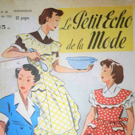 Revue Vintage « Le Petit Echo De La Mode » Mai 1951 , avec patrons gratuits, de robe, tricot, recette de cuisine…