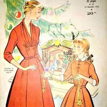 Revue Vintage "Le Petit Echo De La Mode" décembre 1952 avec patrons gratuits tricot, crochet, couture…