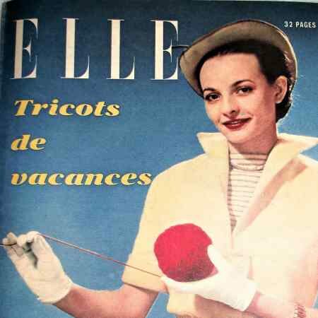 Revue Vintage « Elle Tricots De Vacances » Mai 1949, du tricot, des patrons de couture, des recettes de cuisine etc…