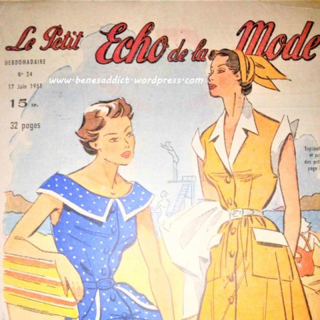 Revue Vintage « Le Petit Echo de la Mode » Juin 1951 avec 5 patrons de couture et 5 de tricot GRATUITS !