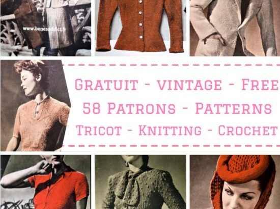 GRATUIT 58 Patrons tricot, crochet / Vintage / FREE Knitting Patterns