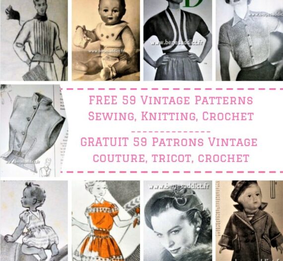 GRATUIT 59 patrons Vintage 1951 Couture, Tricot, Crochet /Free 59 vintage Patterns Sewing, Knitting,Crochet