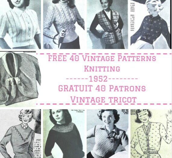 GRATUITS! 40 SPLENDIDES Patrons Tricot Vintage de 1952! 50’s! FREE 43 Knitting Patterns