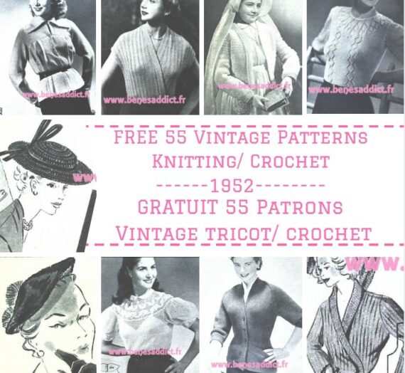 55 Superbes Patrons Gratuits TRICOT et CROCHET Vintage de 1952! FREE 43 Knitting and crochet Patterns