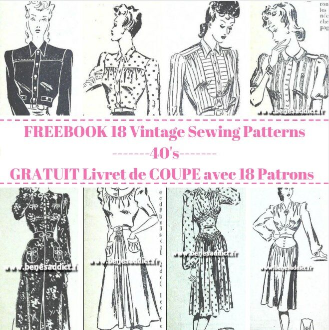 GRATUIT Livret de coupe Vintage « Je fais mes robes et mes blouses » avec 18 Patrons! Années 40!!