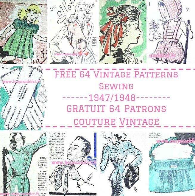 GRATUIT! 64 SUPERBES Patrons Couture Vintage de 1947! FREE Sewing patterns