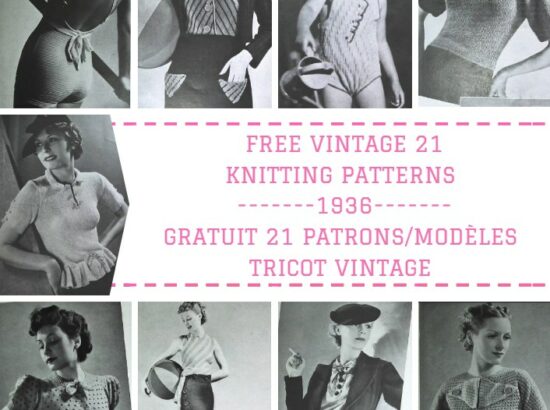 GRATUIT revue « MODE et  TRICOT  » avec 21 Patrons/Modèles Tricot Vintage 1936 FREE 21 Knitting Patterns