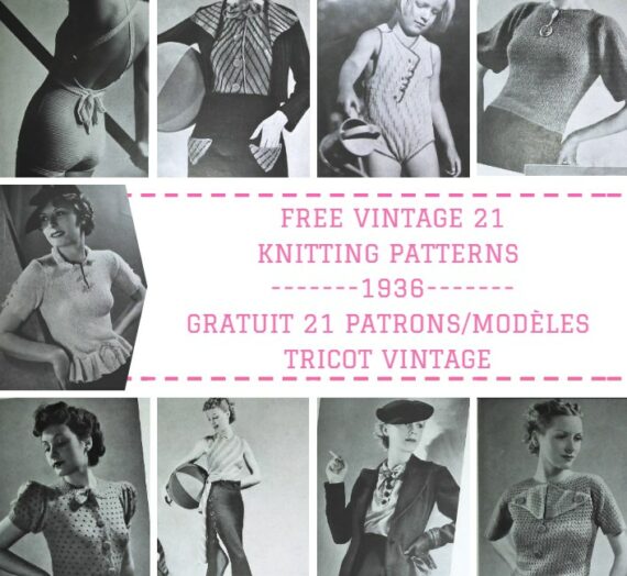 GRATUIT revue « MODE et  TRICOT  » avec 21 Patrons/Modèles Tricot Vintage 1936 FREE 21 Knitting Patterns