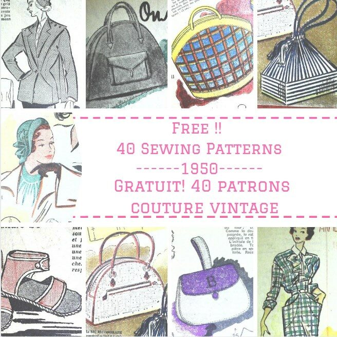 40 Patrons GRATUITS Couture vintage de 1950! Des sacs, des vêtements et des accessoires INTEMPORELS!