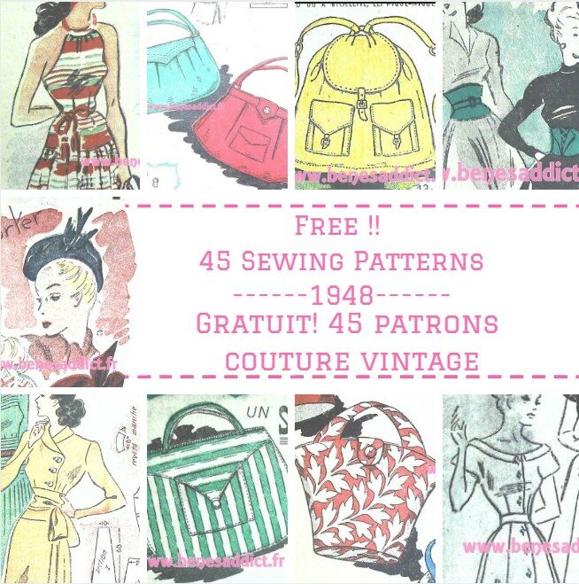GRATUIT! 45 SUPERBES Patrons Couture Vintage de 1948! Toujours d’actualités!!! FREE Sewing patterns