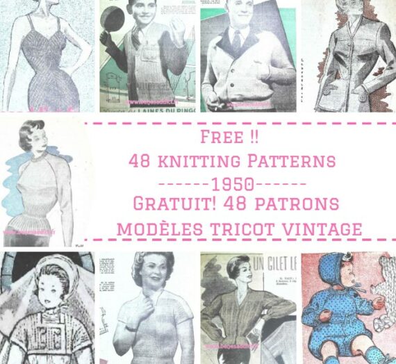 GRATUITS 48 Patrons/modèles TRICOT Vintage 1950 – Free Knitting patterns