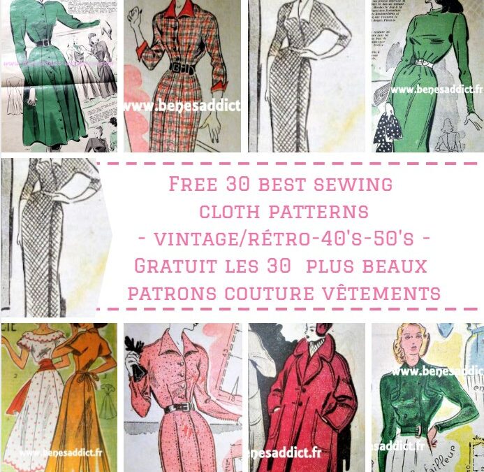 Patrons GRATUITS Les 30 PLUS BEAUX Patrons de vêtements Vintage/Rétro à coudre des années 40 et 50!