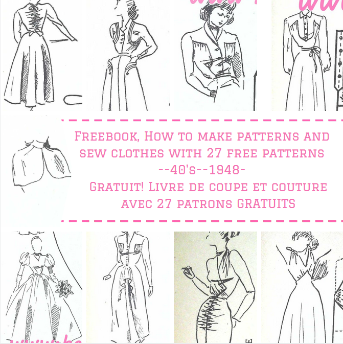 FREEBOOK Coupe à plat 1948 avec 27 patrons GRATUITS, robes, capes, blouses, lingerie!
