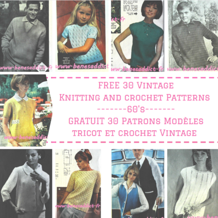 30 Patrons/modèles GRATUITS de TRICOT/CROCHET Vintage 60’s Free Knitting patterns
