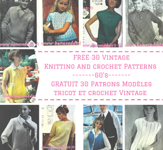 30 Patrons/modèles GRATUITS de TRICOT/CROCHET Vintage 60’s Free Knitting patterns