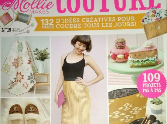 « Mollie Makes Couture n°19 » avec 132 pages d’idées à coudre, déco, accessoires, mode etc…