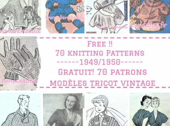 GRATUIT 70 SUPERBES Patrons/modèles vintage pour les Tricoteuses 1949/1950!