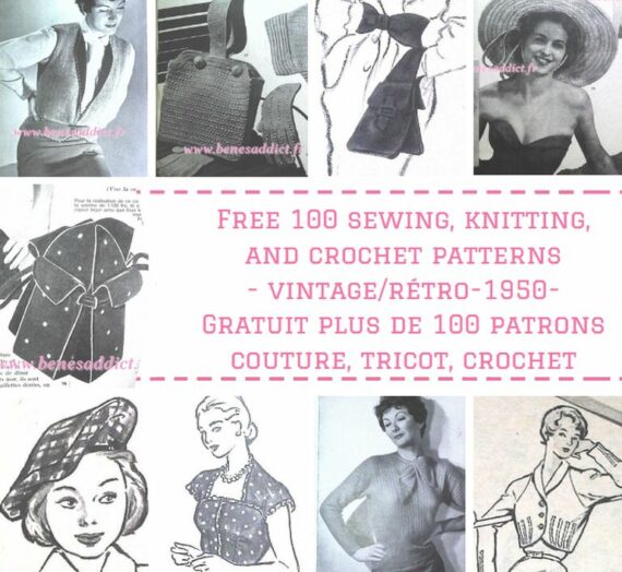 Lundi Vintage Plus de 100 BEAUX patrons/modèles GRATUITS, Tricot, Couture, Crochet de 1950