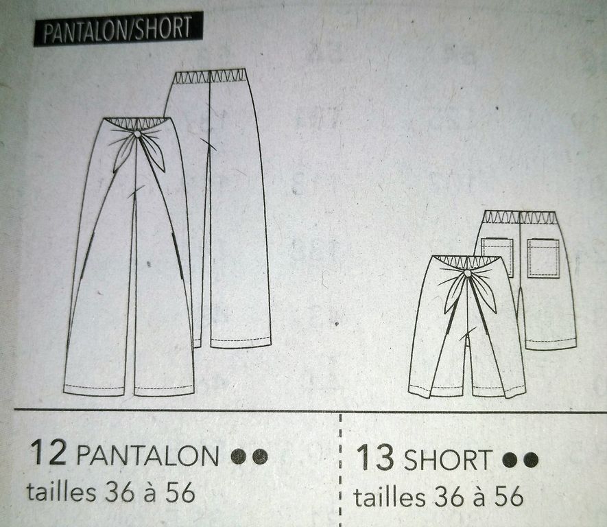 dessin technique pantalons et short