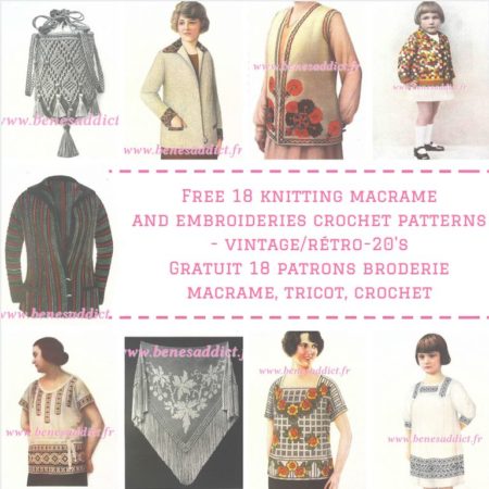 Gratuits Crochet et Tricot, Macramé, Broderie 18 modèles des années 20!