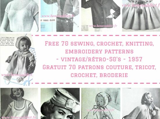 70 BEAUX Patrons/Modèles GRATUITS Vintage, Crochet, Tricot, Couture, Broderie 1957!