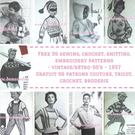 Rendez-vous VINTAGE avec 56 patrons/modèles GRATUITS 1957 Couture, Broderie, Crochet, Tricot