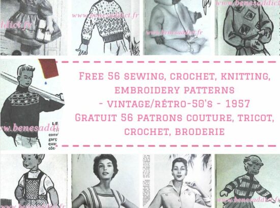 Rendez-vous VINTAGE avec 56 patrons/modèles GRATUITS 1957 Couture, Broderie, Crochet, Tricot