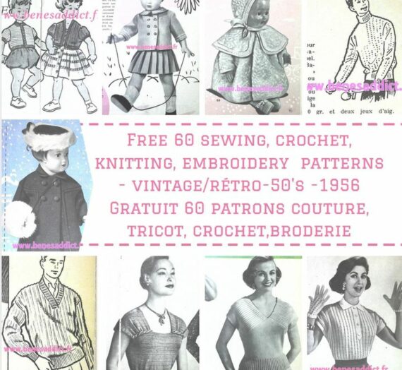 Voyage dans le passé avec 60 Patrons GRATUITS de 1956, Tricot, couture, crochet!
