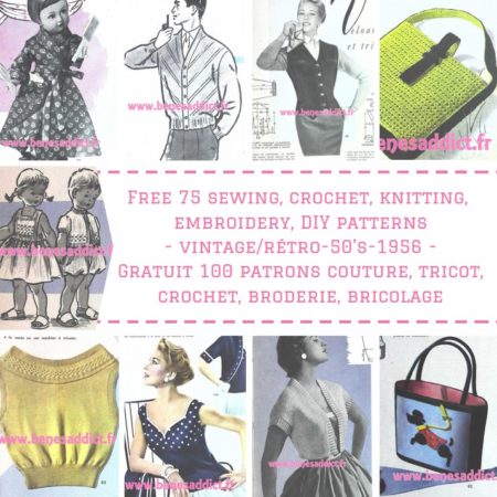 Petit Écho de la Mode 1956 et 75 patrons/modèles GRATUITS couture, tricot, broderie, crochet…