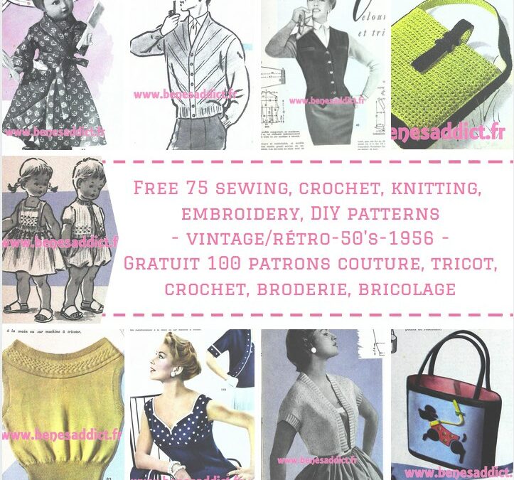 Petit Écho de la Mode 1956 et 75 patrons/modèles GRATUITS couture, tricot, broderie, crochet…