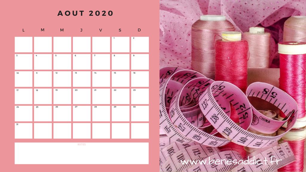 Cadeau! Calendrier 2020/2021 Couture à imprimer ou télécharger!