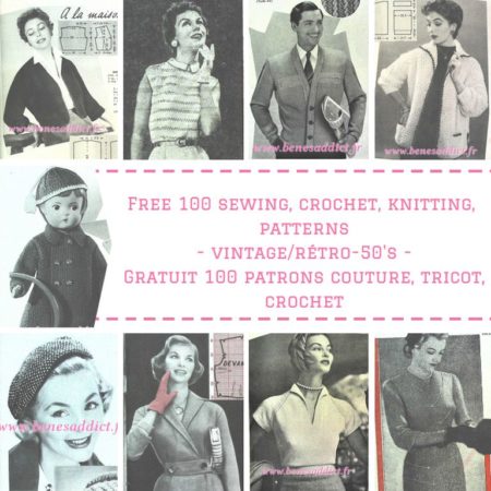 50’s Vintage 100 Patrons/Modèles GRATUITS Couture, Tricot, Crochet