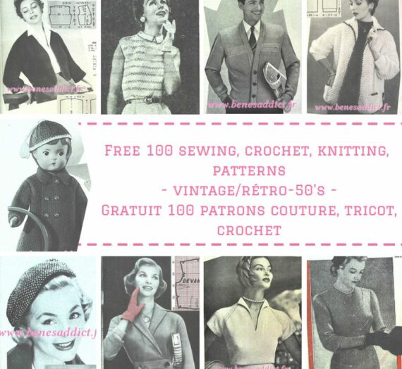 50’s Vintage 100 Patrons/Modèles GRATUITS Couture, Tricot, Crochet