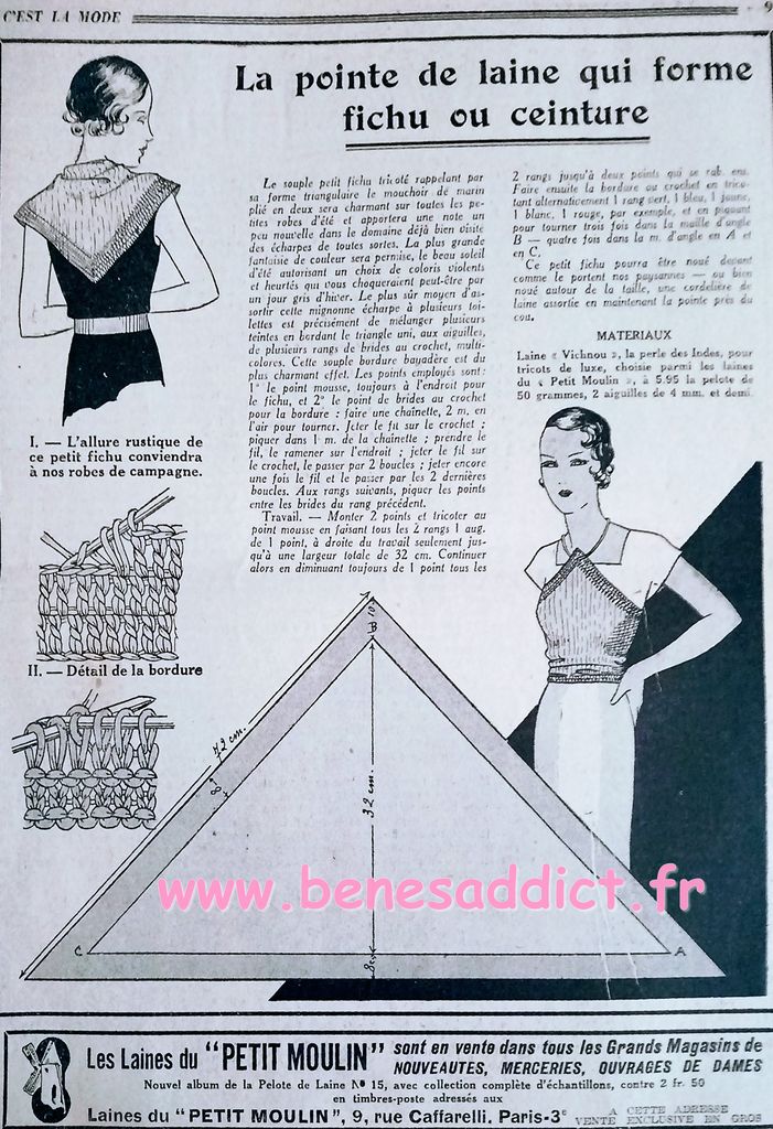 couture vintage tricot crochet bricolage 1933 avant-guerre patrons modeles gratuits , recettes de cuisine tranches de vie