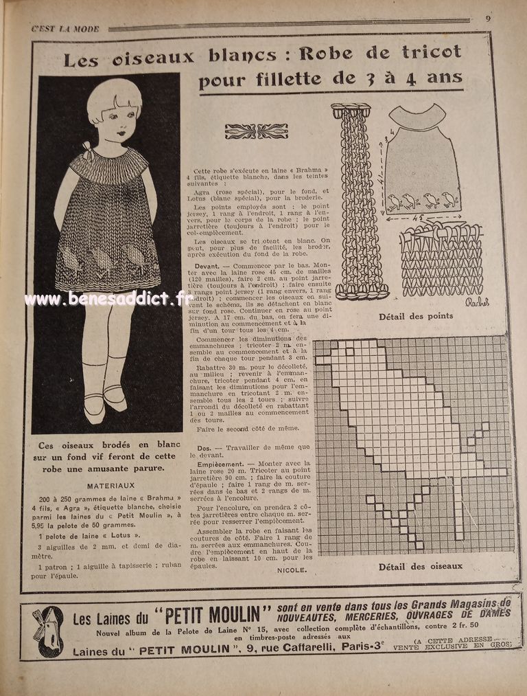 avant guerre 1933 et des Tas de patrons/modèles GRATUITS, Tricot, Couture, Crochet, cuisine