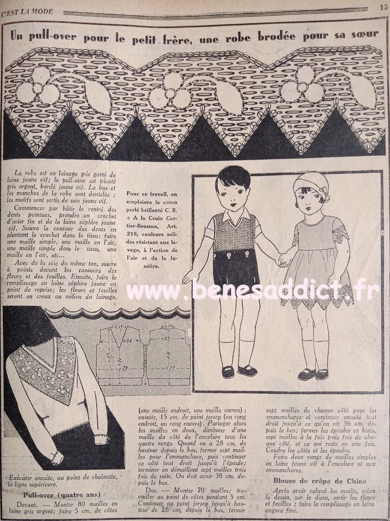 L'avant guerre 1933 et des Tas de patrons/modèles GRATUITS, Tricot, Couture, Crochet, cuisine