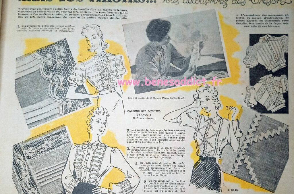 Mode d’Antan, 1941, Tricot, Couture, Crochet, Cuisine, Courrier des Lectrices