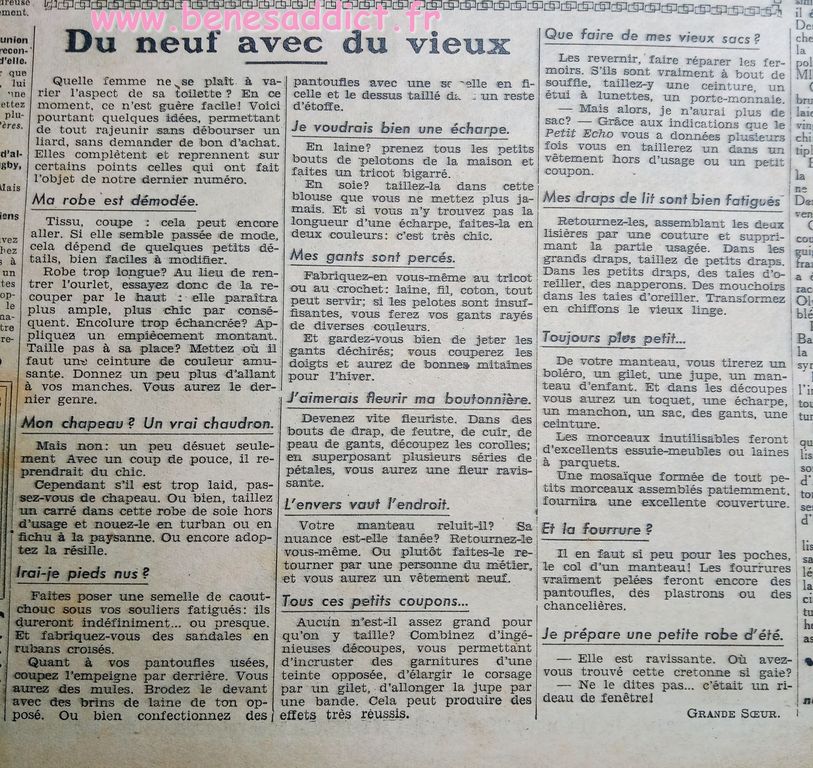 Mode d'Antan, 1941, Tricot,Couture, Crochet, Cuisine, Courrier des Lectrices