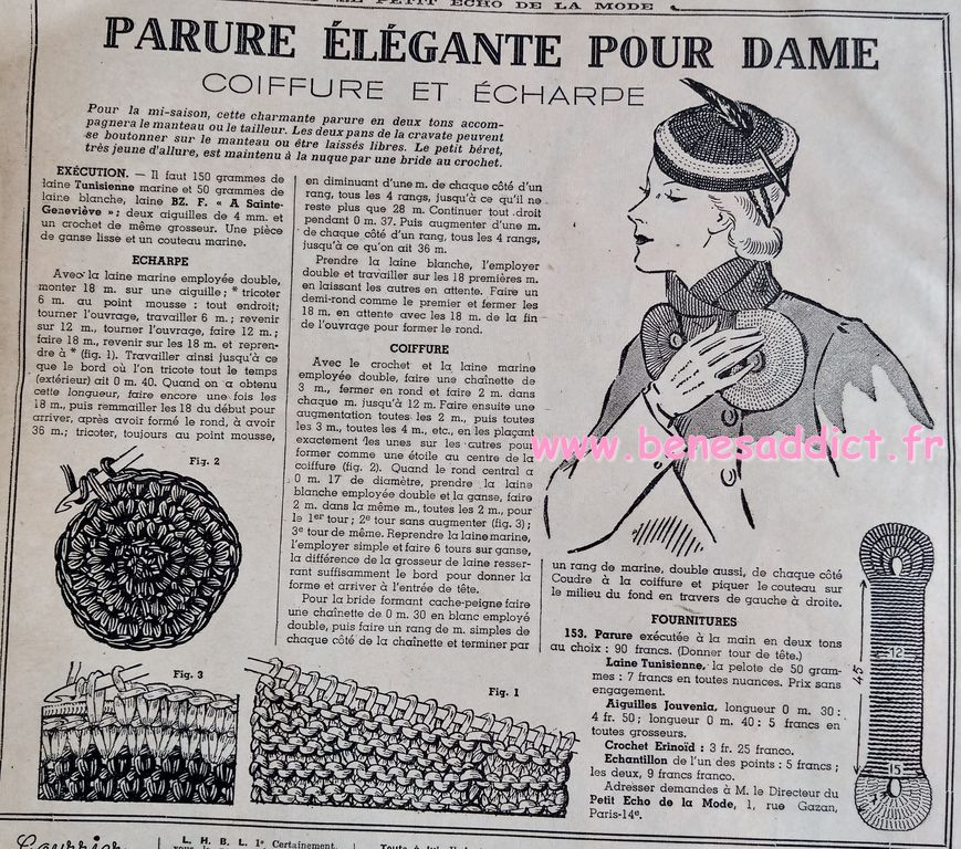vintage rétro 1939 tricot crochet accessoires