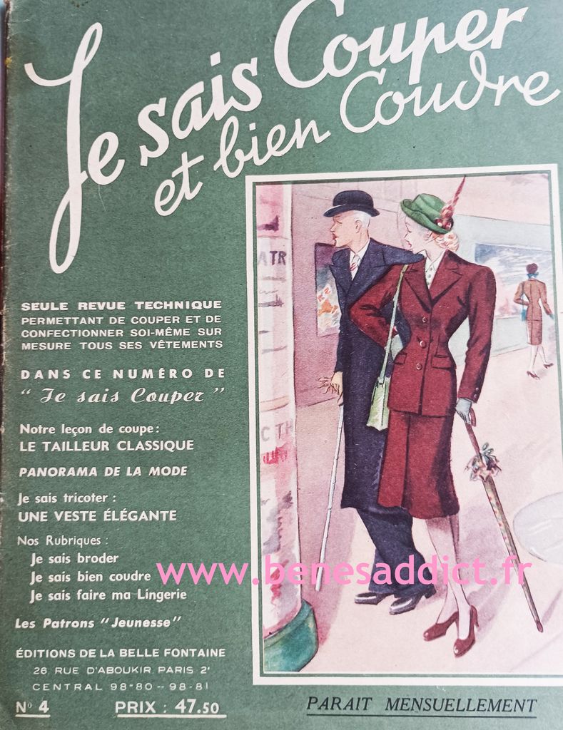 Revues Techniques de 1947 « Je Sais Couper et Bien Coudre », Patrons Gratuits Couture