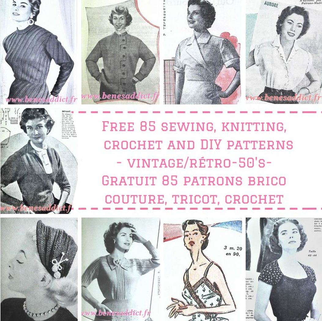 Cadeau Couture Rétro PDF + 85 Patrons Mode, tricot, Crochet 50’s