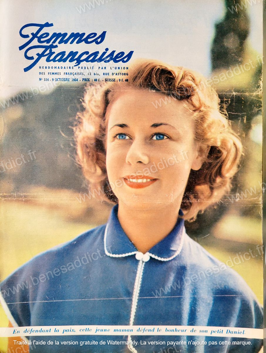 Revues Femmes Françaises 1954, Avec Patrons GRATUITS Couture Tricot + PDF à télécharger